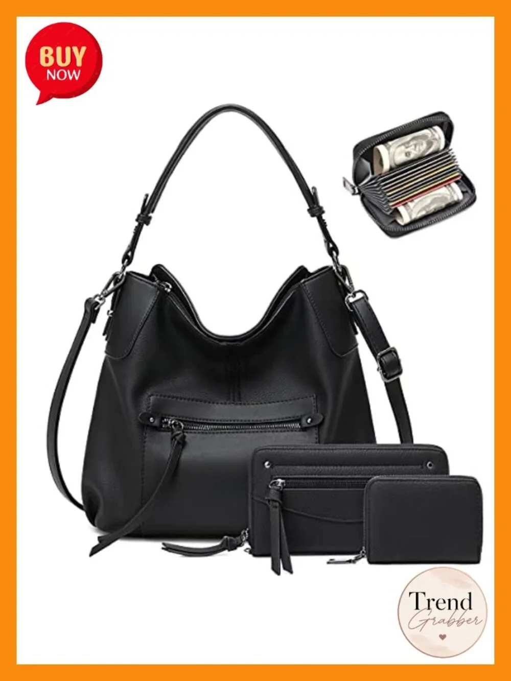 Faux Leather Hobo Bag Convertible Shoulder Crossbody Purse Vegan